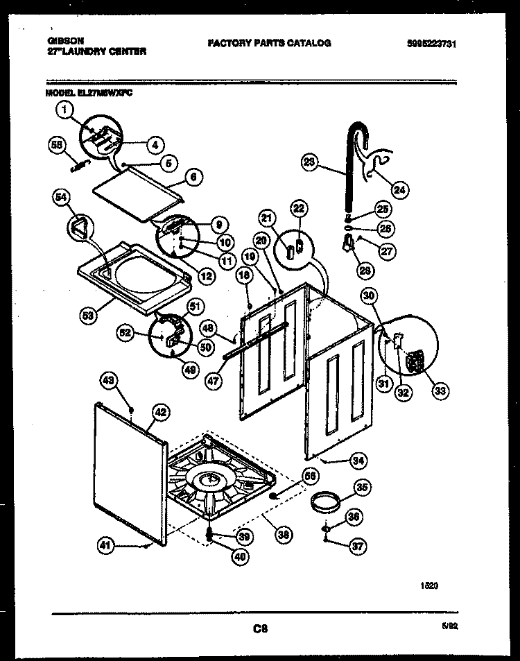 CABINET PARTS Diagram and Parts List for EL27M6WXFC  Gibson Washer Dryer Combo
