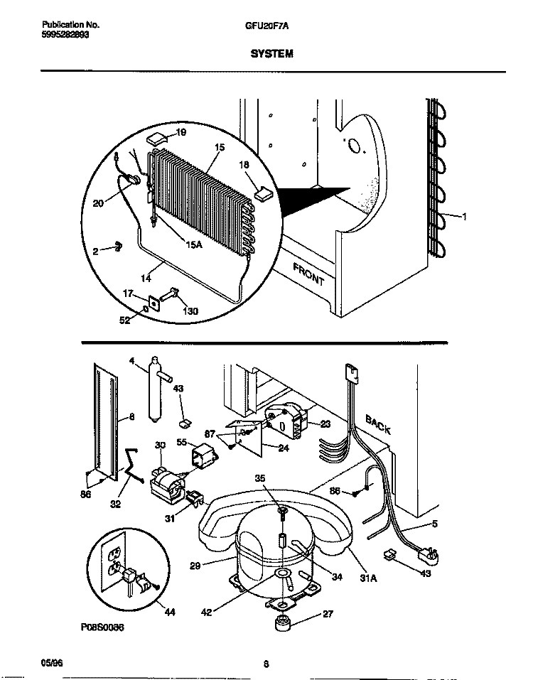 SYSTEM Diagram and Parts List for GFU20F7AW5  Gibson Freezer