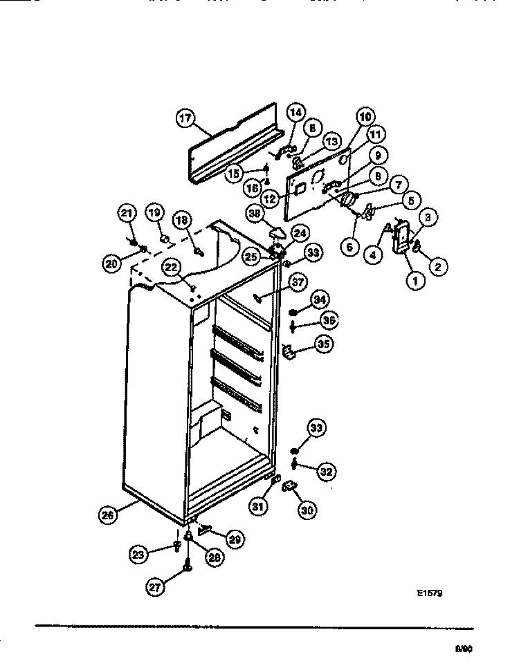 CABINET Diagram and Parts List for FPD14TLA1  Frigidaire Refrigerator