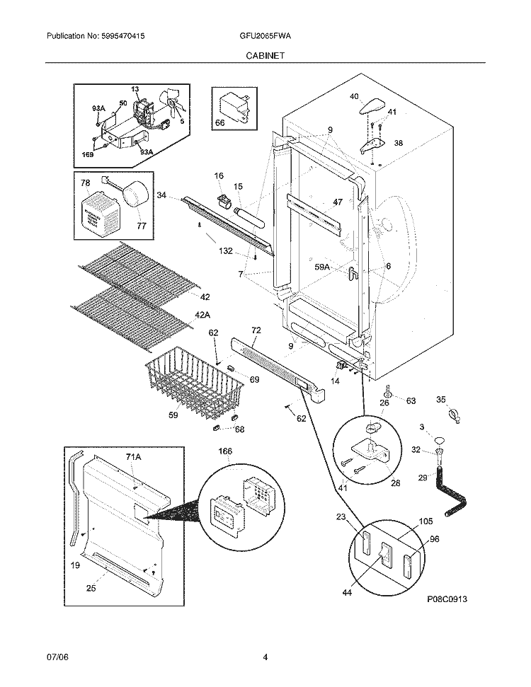 CABINET Diagram and Parts List for GFU2065FWA  Gibson Freezer