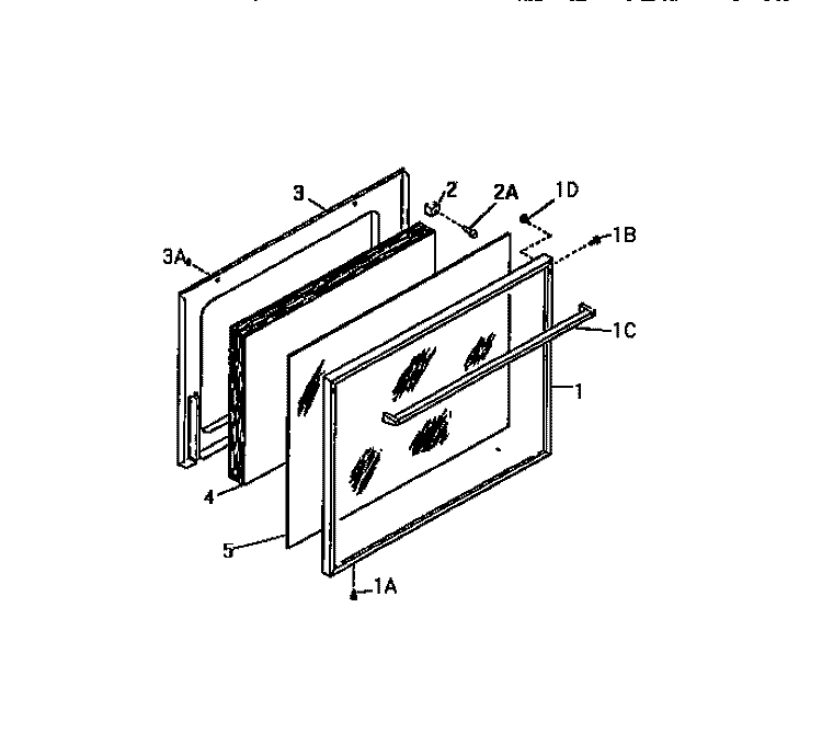 DOOR Diagram and Parts List for GF620HXW0  Frigidaire Wall Oven