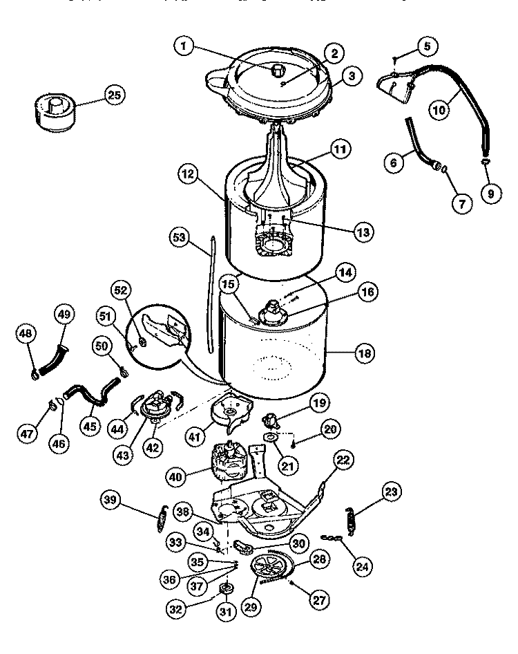 TUB Diagram and Parts List for GWX435RBW1  Gibson Washer
