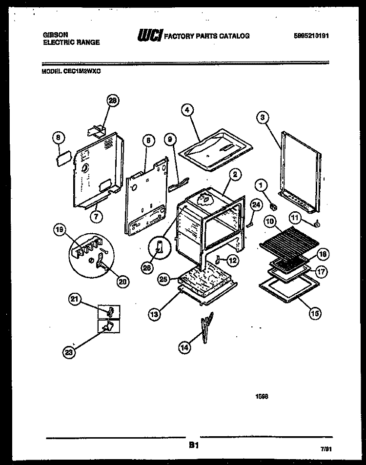 BODY PARTS Diagram and Parts List for CEC1M2WXC  Gibson Range