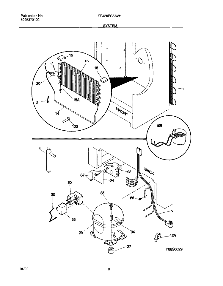 SYSTEM Diagram and Parts List for FFU20FG6AW1  Frigidaire Freezer