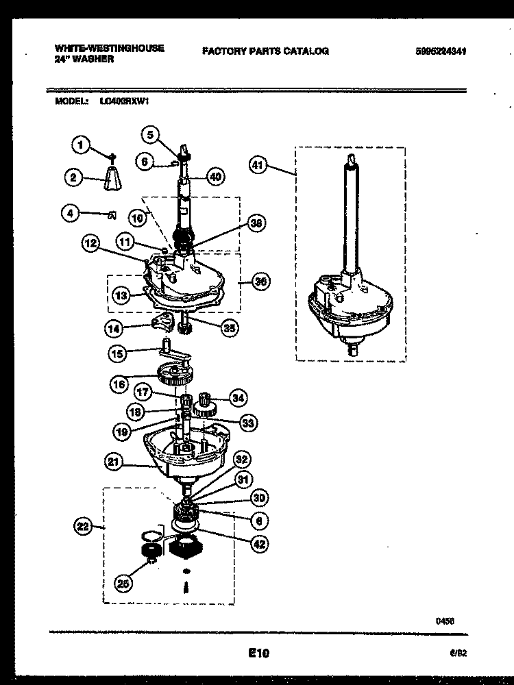 TRANSMISSION PARTS Diagram and Parts List for LC400RXD1  Frigidaire Washer