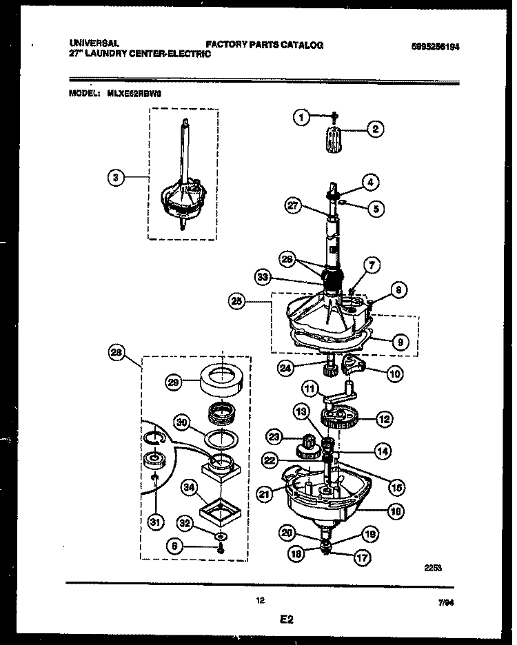 TRANSMISSION PARTS Diagram and Parts List for MLXE62RBW0  Tappan Washer Dryer Combo