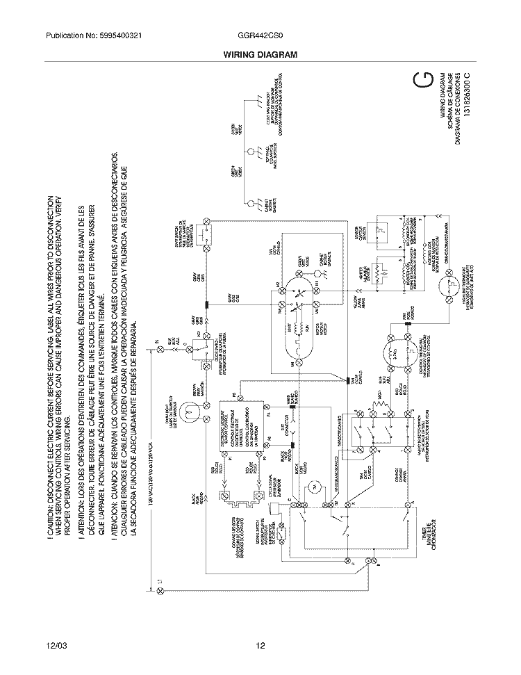 WIRING DIAGRAM Diagram and Parts List for GGR442CS0  Gibson Dryer
