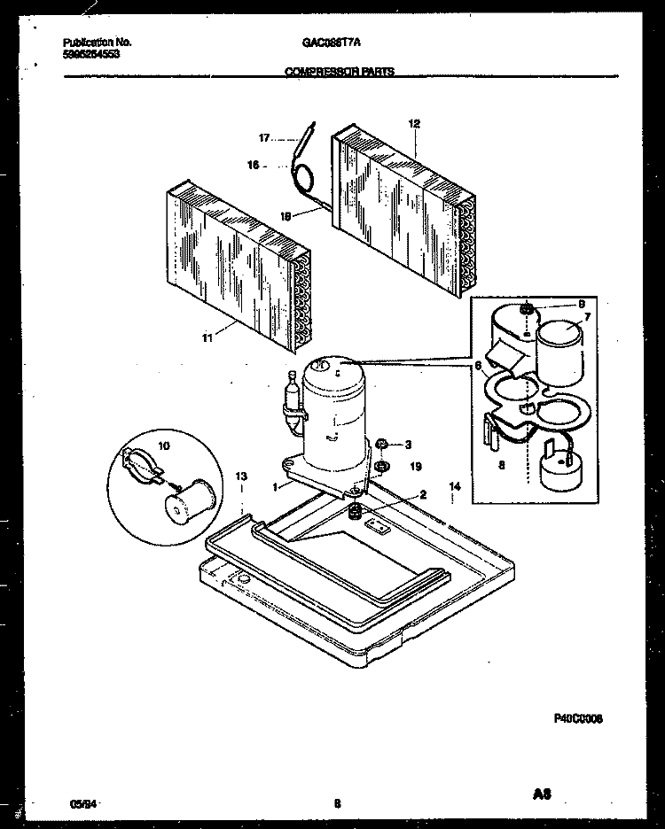 COMPRESSOR PARTS Diagram and Parts List for GAC086T7A2  Gibson Air Conditioner