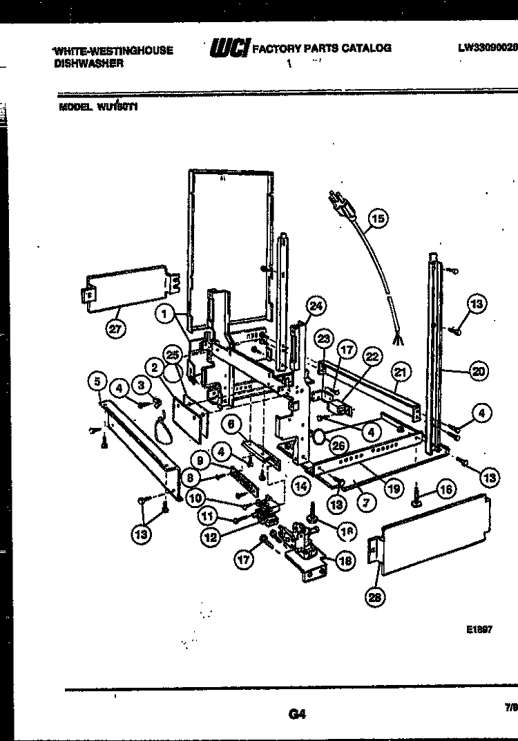 POWER DRY AND MOTOR PARTS Diagram and Parts List for WU180TR1  Frigidaire Dishwasher