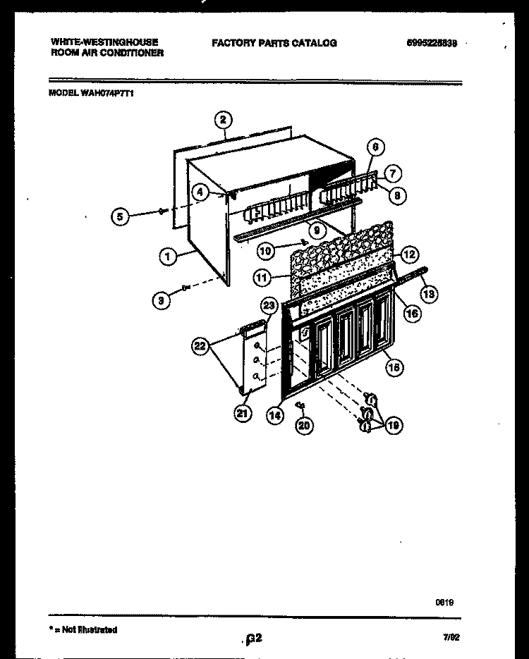 CABINET PARTS Diagram and Parts List for WAH074P7T1  Frigidaire Air Conditioner