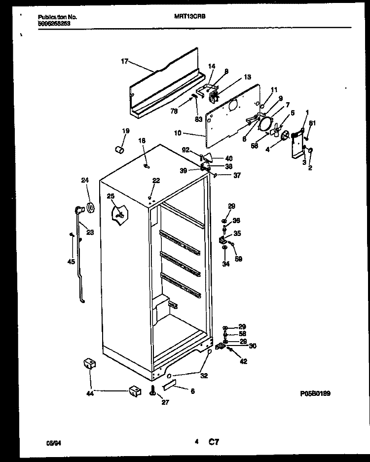 CABINET PARTS Diagram and Parts List for MRT13CRBY0  Frigidaire Refrigerator