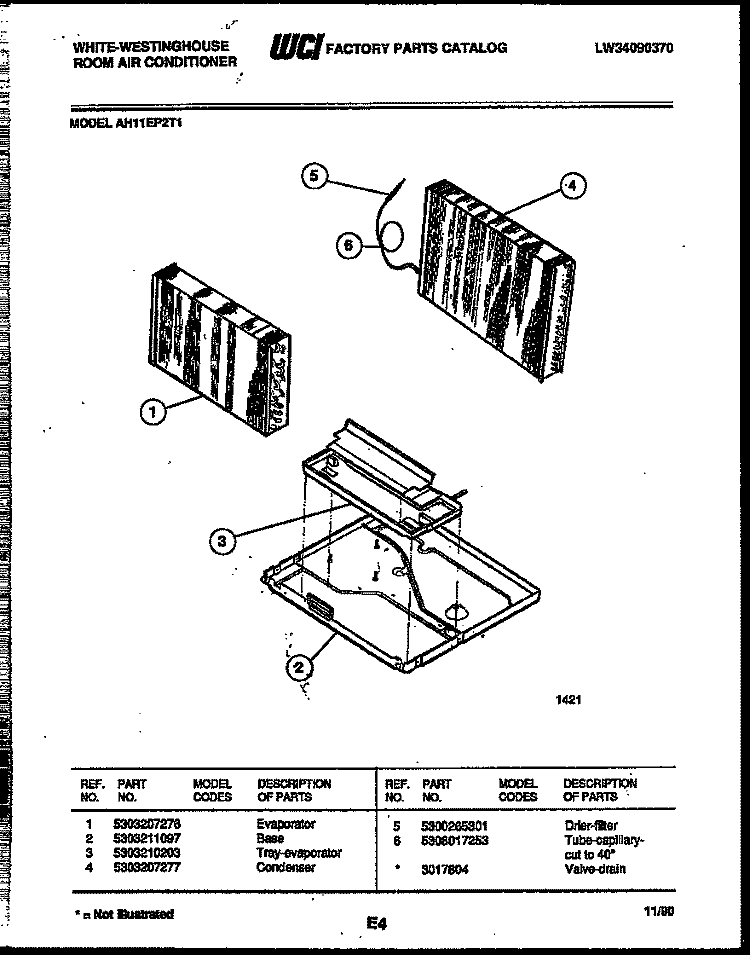 UNIT PARTS Diagram and Parts List for AH11EP2T1  Frigidaire Air Conditioner