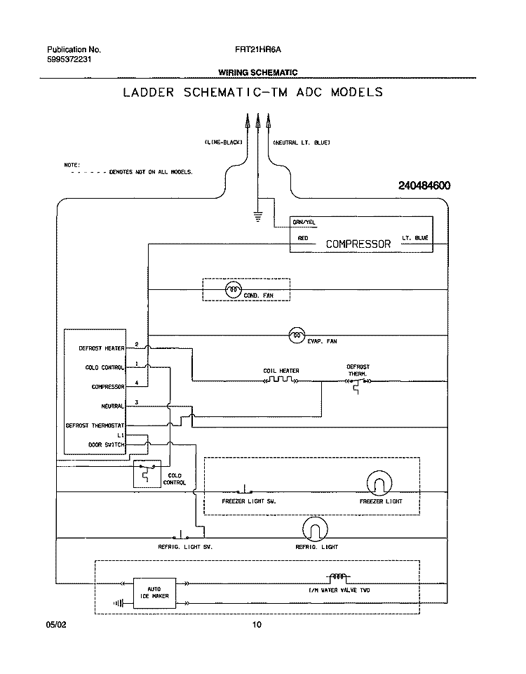 WIRING SCHEMATIC Diagram and Parts List for FRT21HR6AB3  Frigidaire Refrigerator