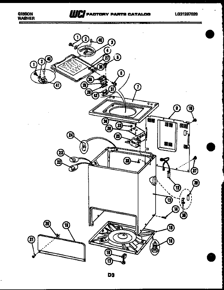 CABINET PARTS Diagram and Parts List for WA28M6WTFB  Gibson Washer