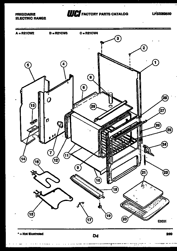 BODY PARTS Diagram and Parts List for R21CL4  Frigidaire Range