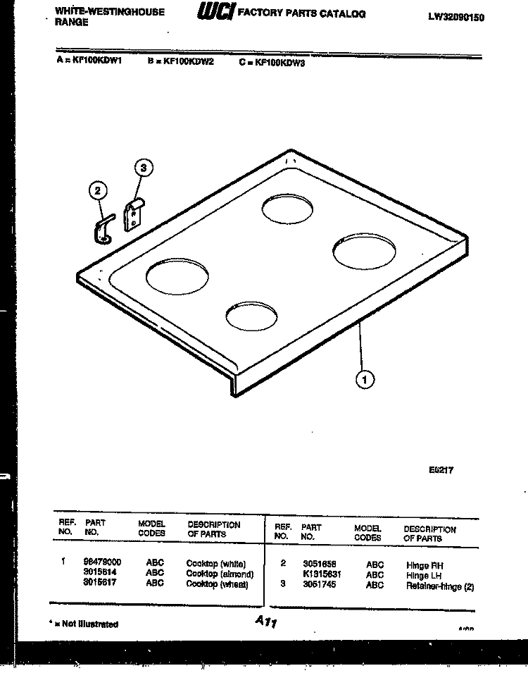 COOKTOP PARTS Diagram and Parts List for KF100KDH3  Frigidaire Range
