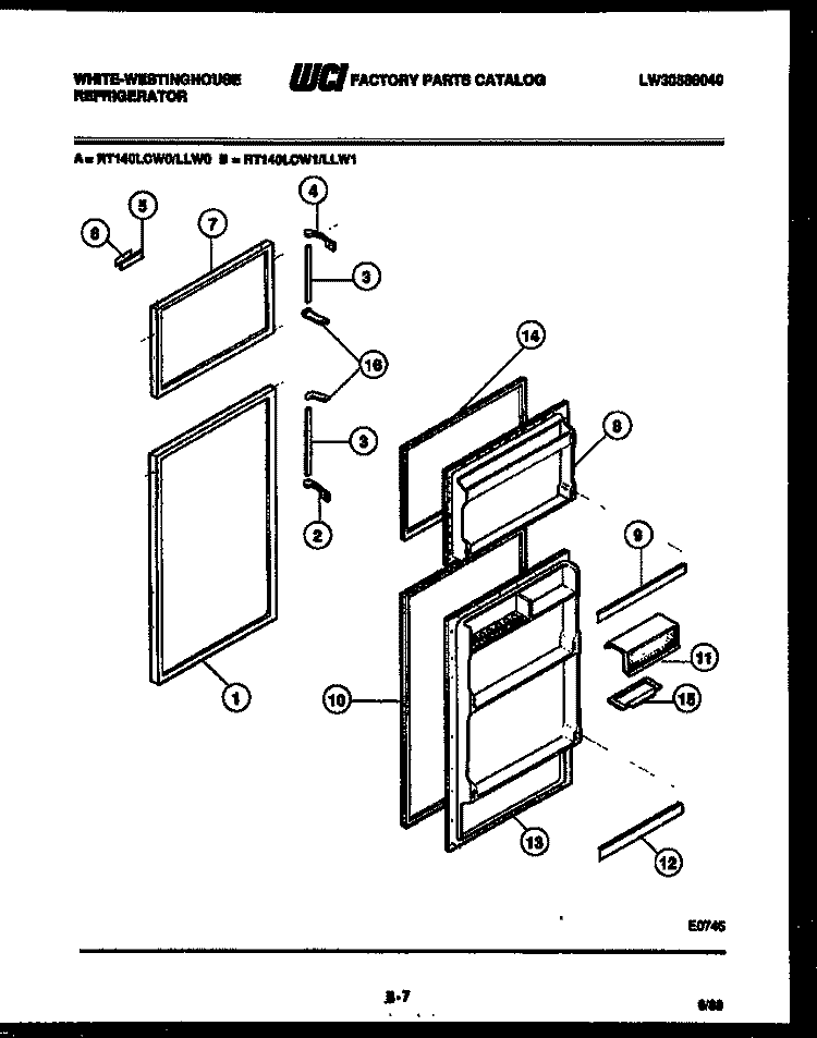 DOOR PARTS Diagram and Parts List for RC131LCD0  Frigidaire Refrigerator
