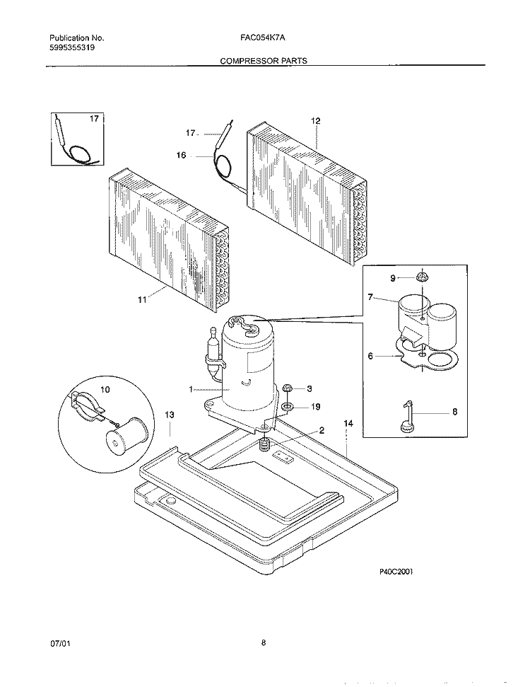 SYSTEM Diagram and Parts List for FAC054K7A3  Frigidaire Air Conditioner
