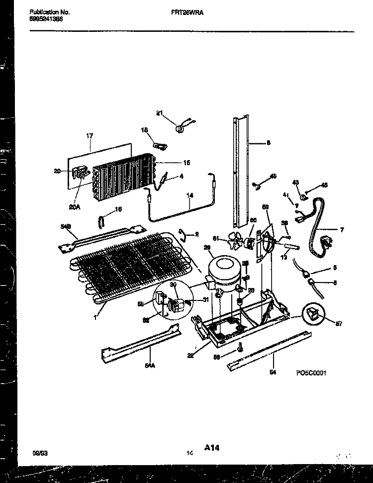 SYSTEM AND AUTOMATIC DEFROST PARTS Diagram and Parts List for FRT26WRAW0  Frigidaire Refrigerator