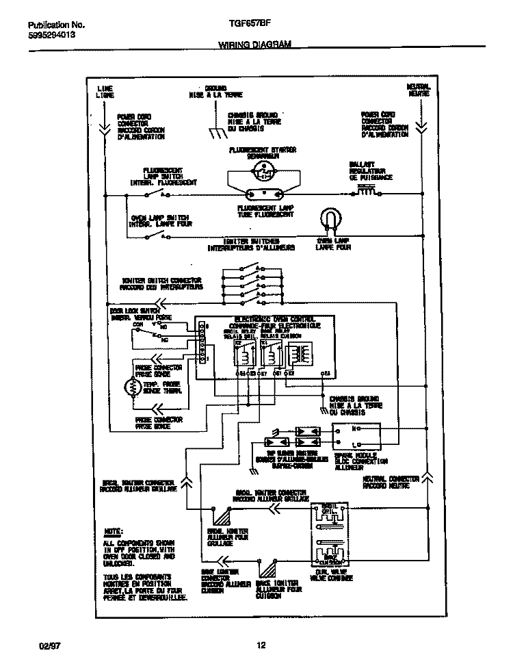 WIRING DIAGRAM Diagram and Parts List for TGF657BFB1  Tappan Range