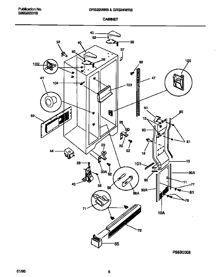 CABINET Diagram and Parts List for GRS22WRBW1  Gibson Refrigerator