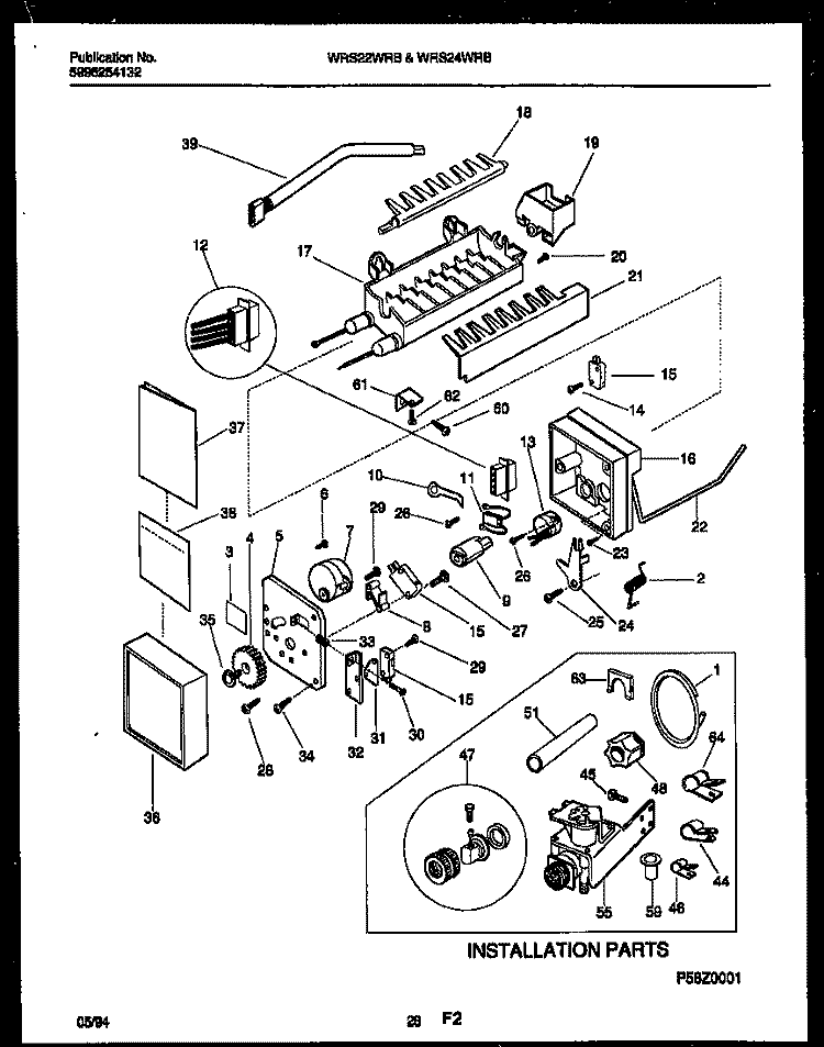 ICE MAKER AND INSTALLATION PARTS Diagram and Parts List for WRS22WRBD0  Frigidaire Refrigerator