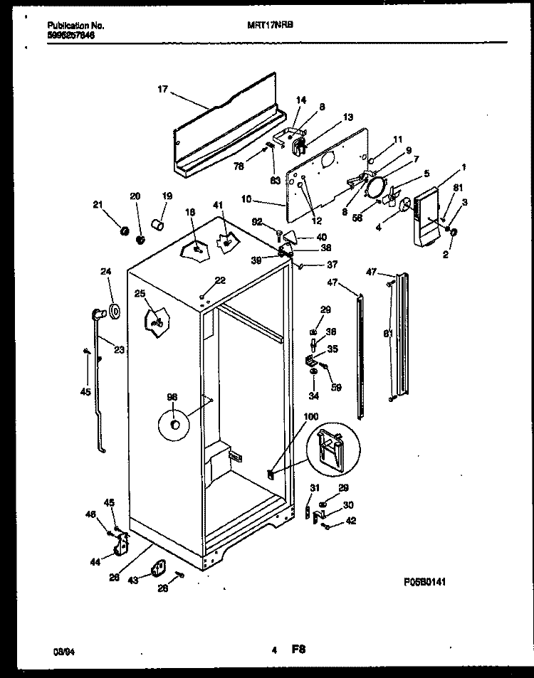 CABINET PARTS Diagram and Parts List for MRT17NRBY0  Frigidaire Refrigerator