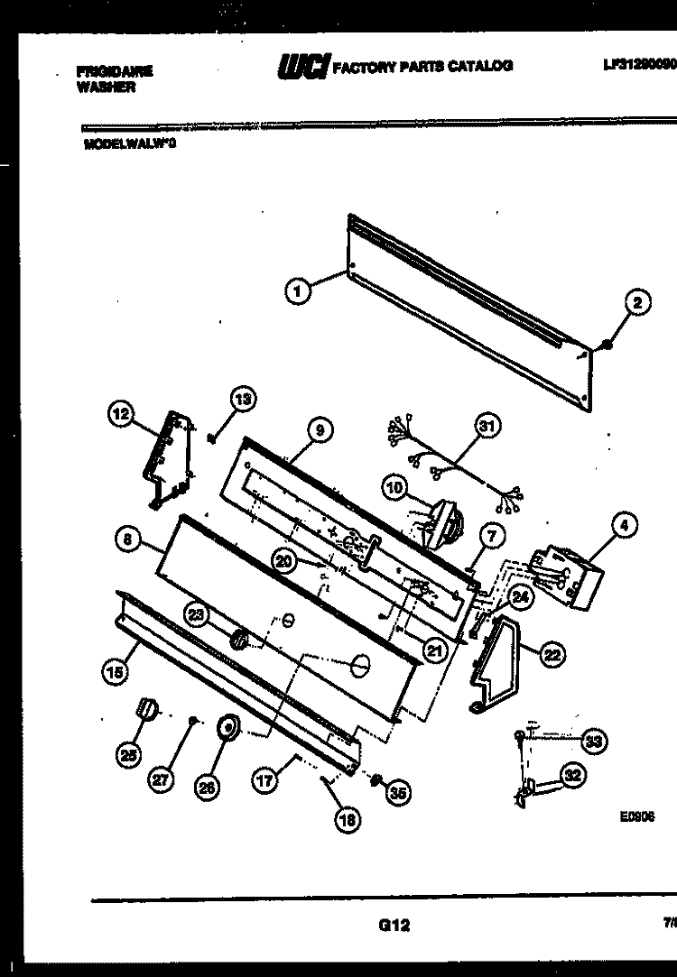 CONSOLE AND CONTROL PARTS Diagram and Parts List for WALL0  Frigidaire Washer