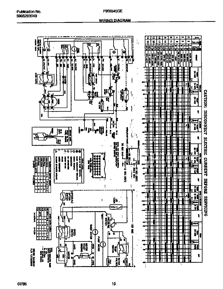 WIRING DIAGRAM Diagram and Parts List for FWX645GES1  Frigidaire Washer