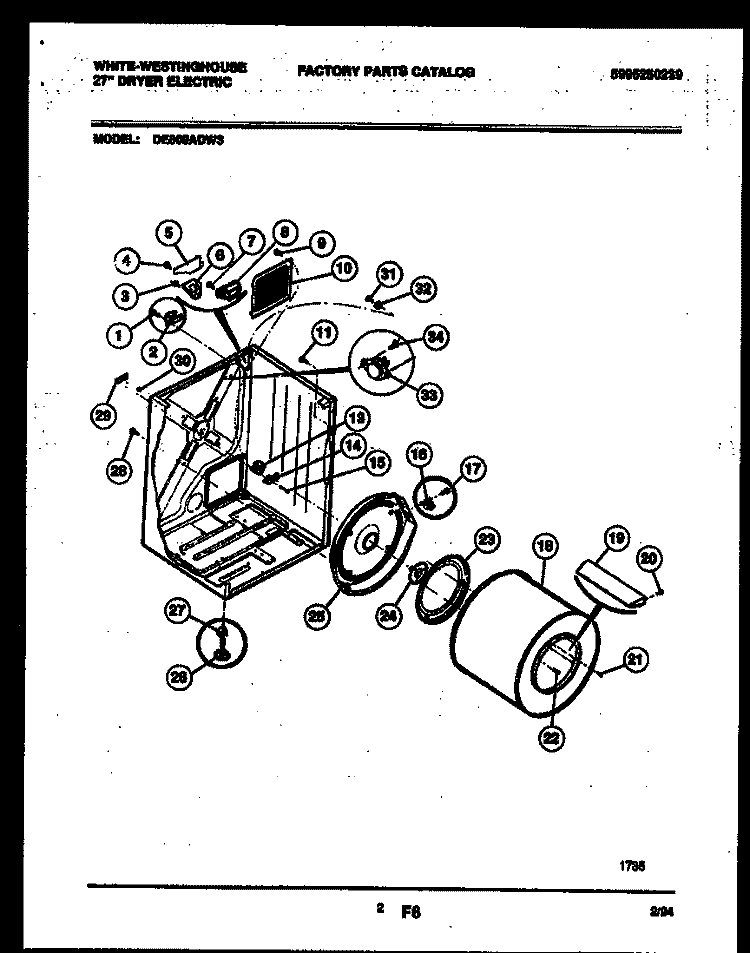 CABINET AND COMPONENT PARTS Diagram and Parts List for DE800ADD3  Frigidaire Dryer