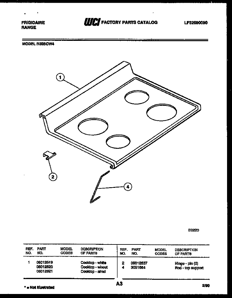 COOKTOP PARTS Diagram and Parts List for R30BCH4  Frigidaire Range