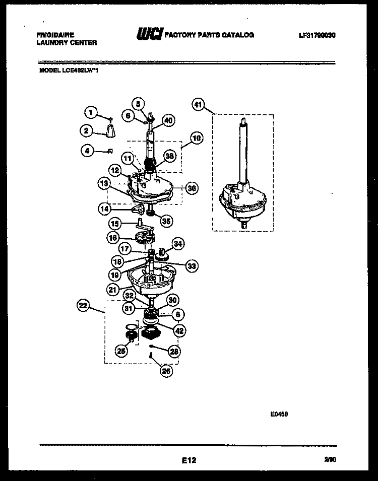 TRANSMISSION PARTS Diagram and Parts List for LCE462LL1  Frigidaire Washer