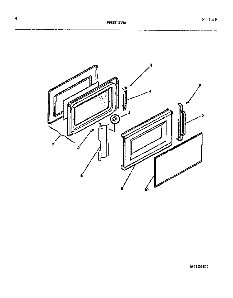 DOOR Diagram and Parts List for MC850P2  Frigidaire Microwave
