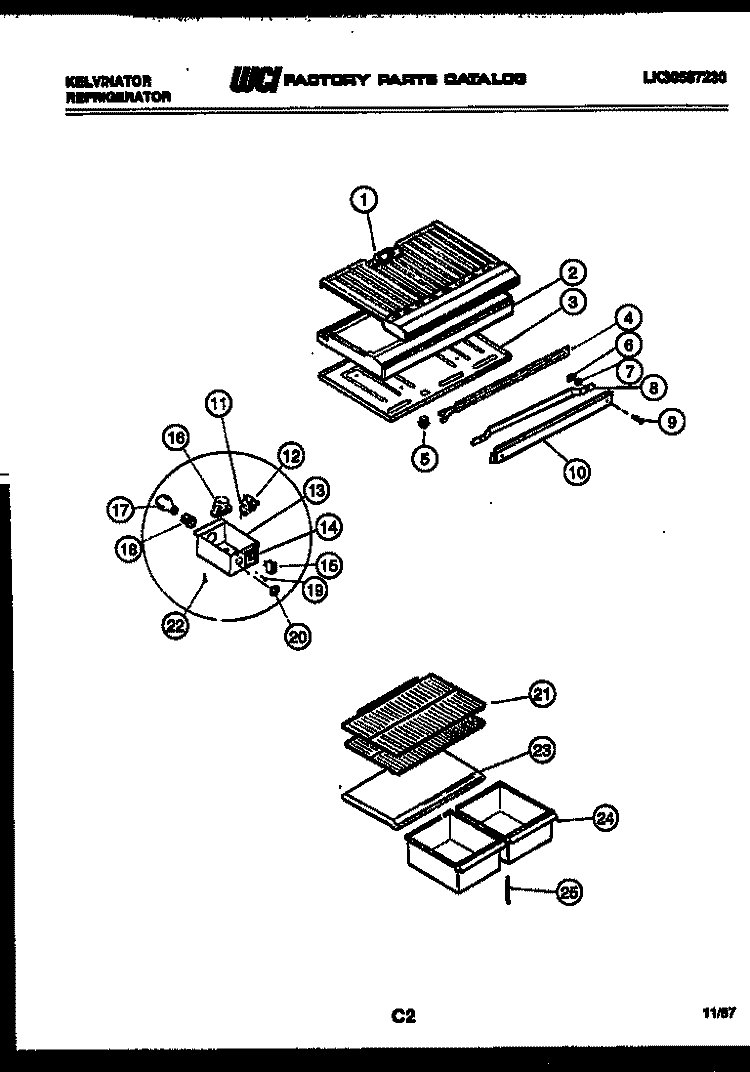 RACKS AND TRAYS Diagram and Parts List for TSX120EN0V  Kelvinator Refrigerator