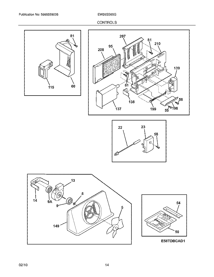 CONTROLS Diagram and Parts List for EW26SS65GS2  Electrolux Refrigerator