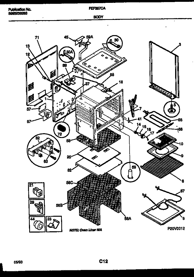 BODY PARTS Diagram and Parts List for FEF367CATA  Frigidaire Range