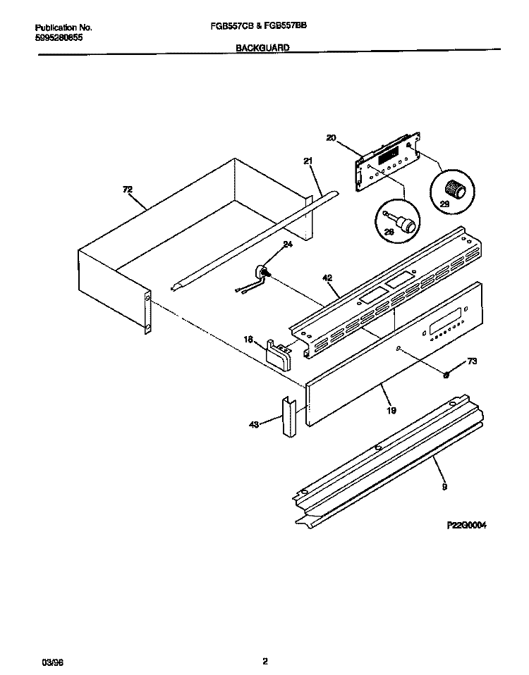 BACKGUARD Diagram and Parts List for FGB557CBSD  Frigidaire Wall Oven
