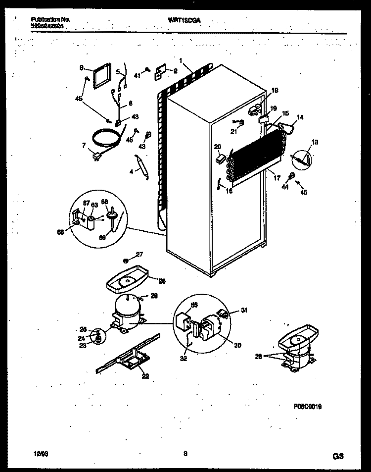SYSTEM AND AUTOMATIC DEFROST PARTS Diagram and Parts List for WRT13CGAZ0  Frigidaire Refrigerator