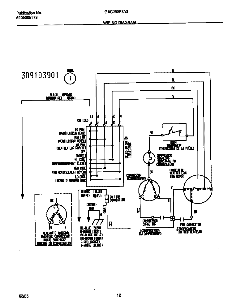 WIRING DIAGRAM Diagram and Parts List for GAC083F7A3  Gibson Air Conditioner