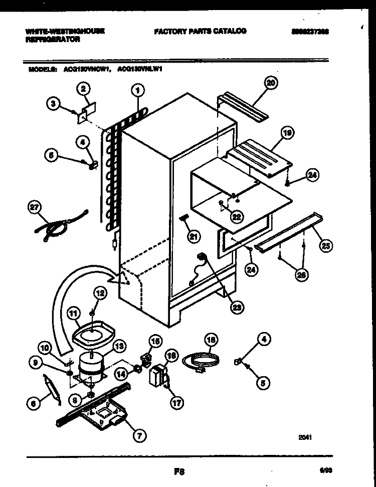 SYSTEM AND AUTOMATIC DEFROST PARTS Diagram and Parts List for ACG130VNLW1  Frigidaire Refrigerator