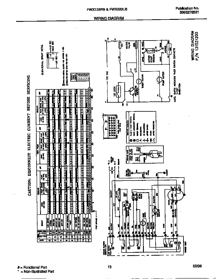 WIRING DIAGRAM Diagram and Parts List for FWX133RBS3  Frigidaire Washer