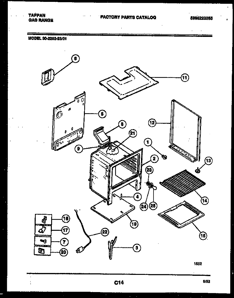 BODY PARTS Diagram and Parts List for 30-2262-23-01  Tappan Range
