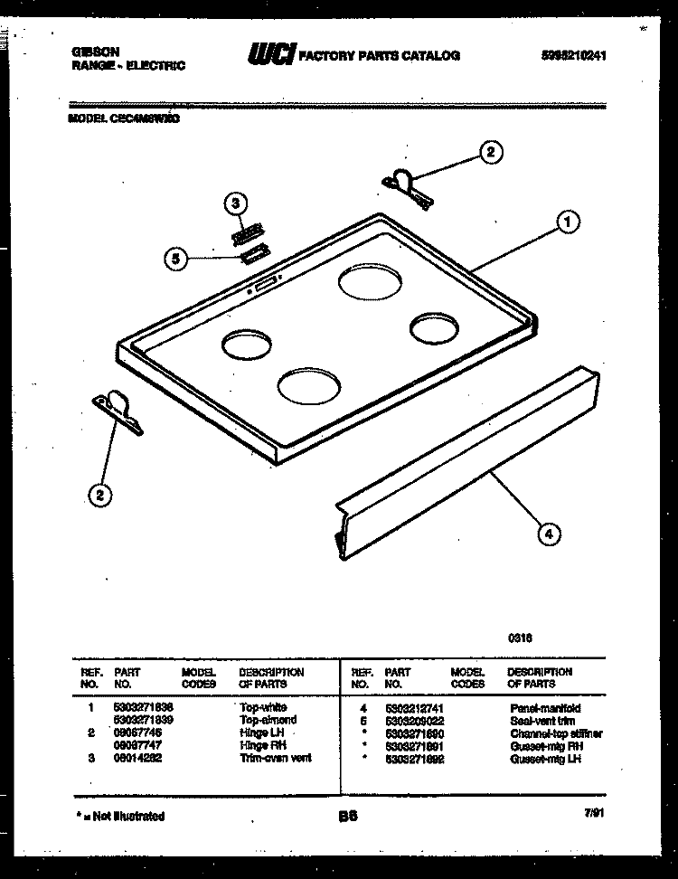 COOKTOP PARTS Diagram and Parts List for CEC4M6WXC  Gibson Range
