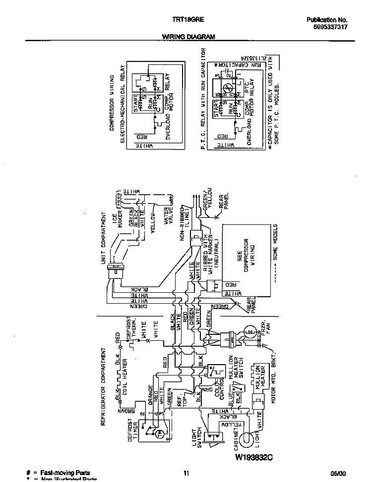 WIRING DIAGRAM Diagram and Parts List for TRT18GRED7  Tappan Refrigerator