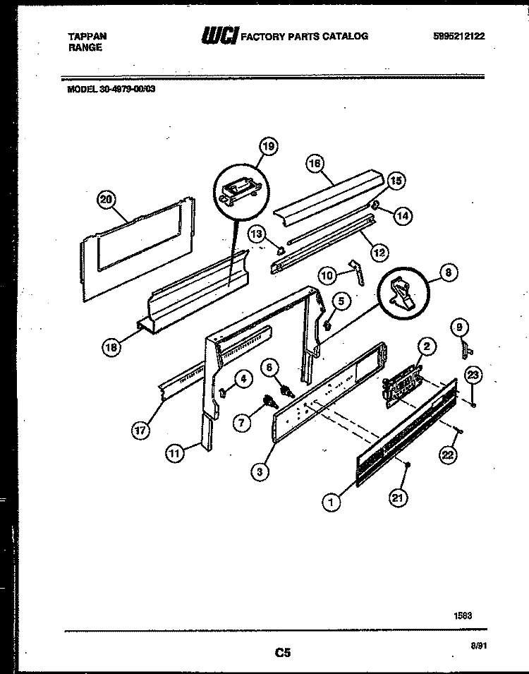 BACKGUARD Diagram and Parts List for 30-4979-00-03  Tappan Range