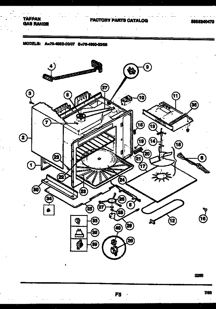 BODY PARTS Diagram and Parts List for 76-4960-23-08  Tappan Microwave Oven Combo