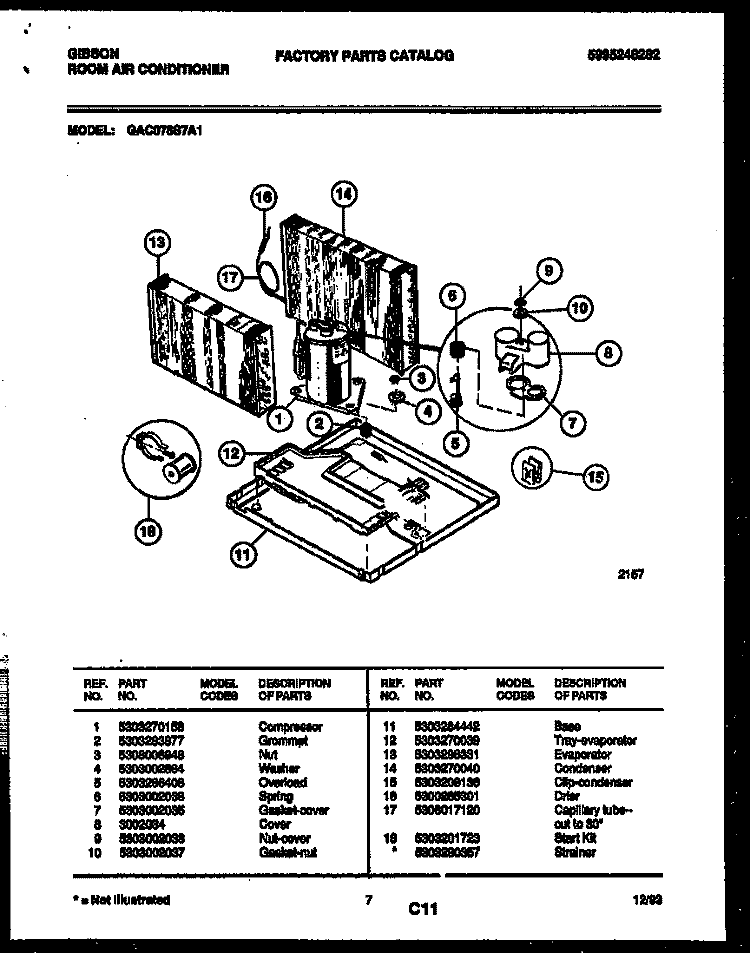 SYSTEM PARTS Diagram and Parts List for GAC078S7A1  Gibson Air Conditioner
