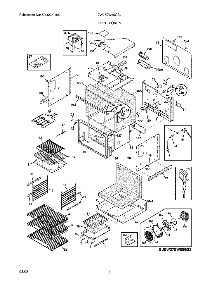 UPPER OVEN Diagram and Parts List for EW27EW65GS2  Electrolux Wall Oven