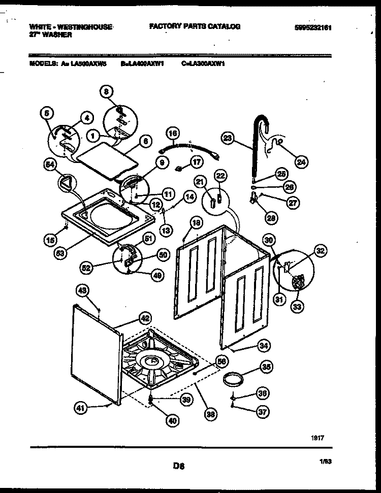 CABINET PARTS Diagram and Parts List for LA400AXD1  Frigidaire Washer