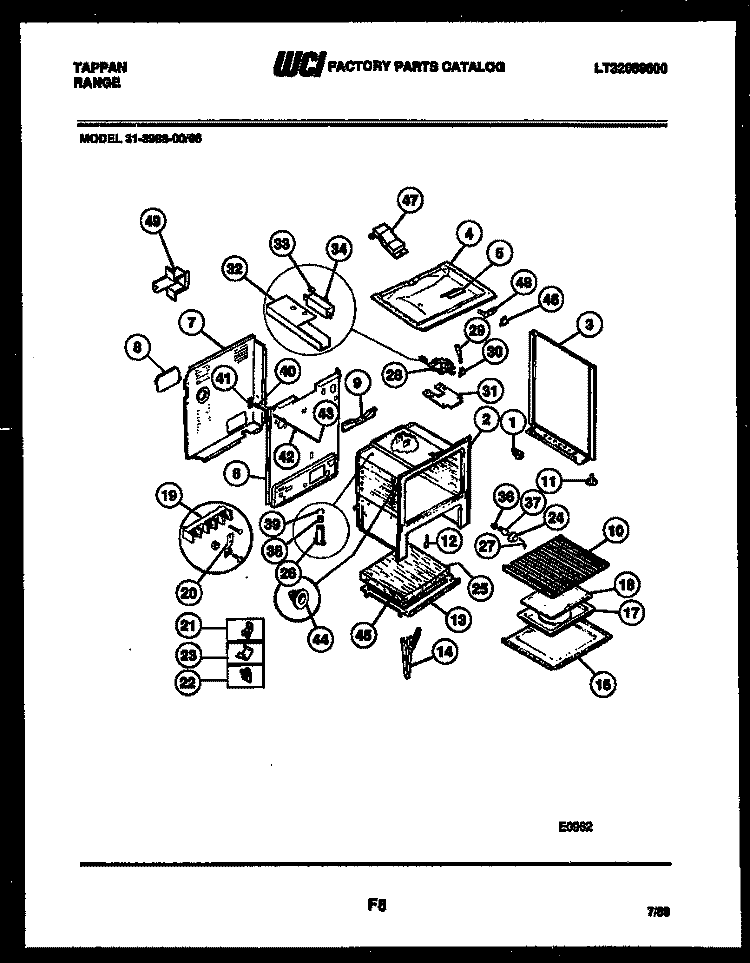 BODY PARTS Diagram and Parts List for 31-3988-66-05  Tappan Range